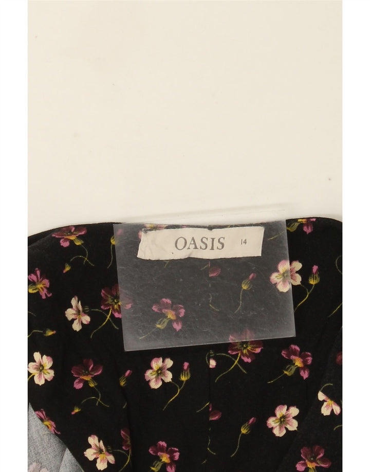 Macacão feminino Oasis de manga curta UK 14 médio preto floral