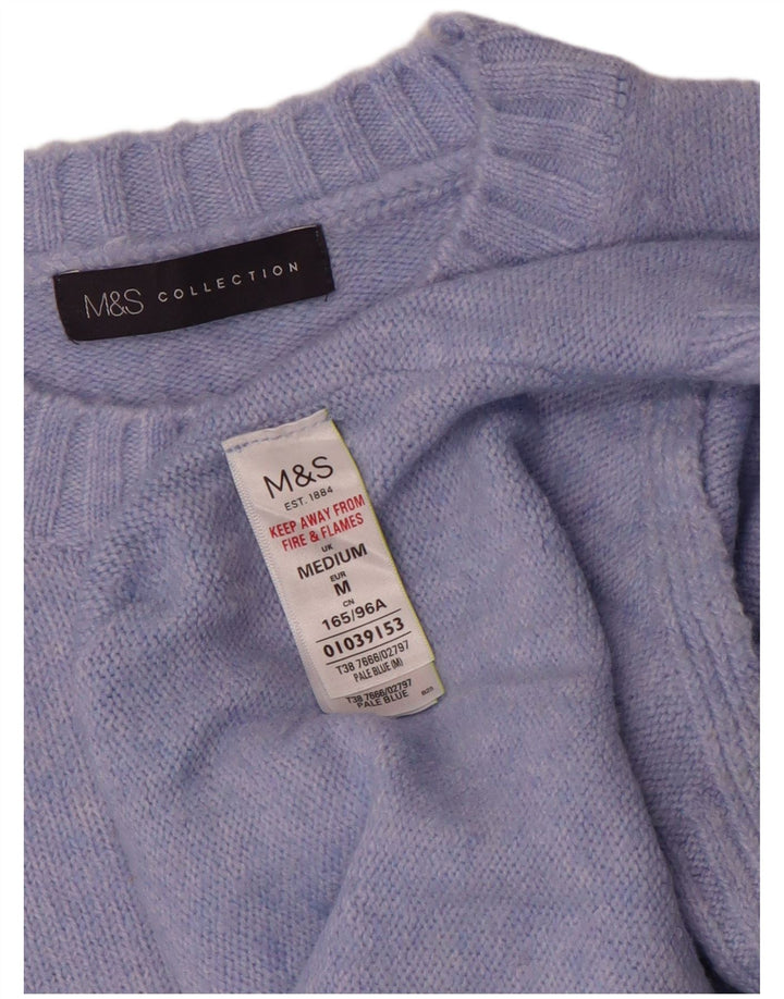 Suéter feminino Marks & Spencer com gola redonda Reino Unido 14 acrílico azul médio