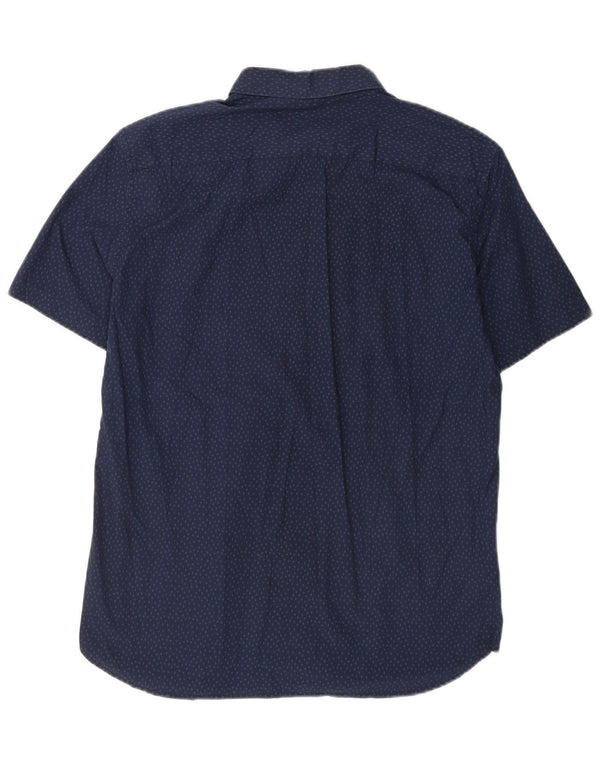 Camisa masculina de manga curta French Connection grande algodão manchado azul marinho
