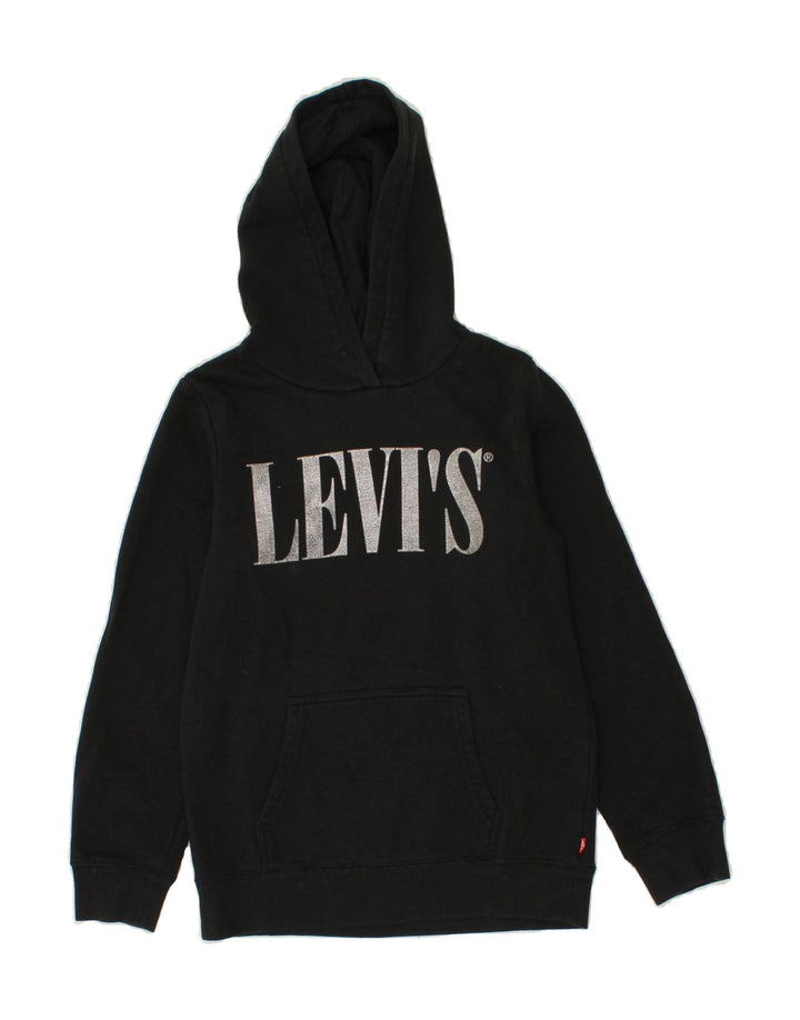 LEVI'S Girls Graphic Hoodie Jumper 13-14 Years Black Vintage Levi's and Second-Hand Levi's from Messina Hembry 