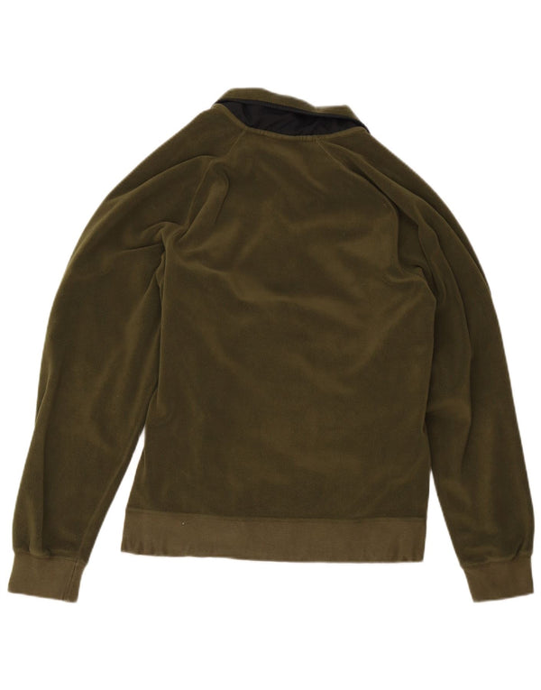 Jumper de lã feminino Nike com zíper e gola UK 10 pequeno cáqui colorblock poliéster