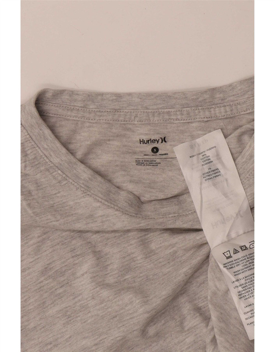 Hurley Mens Graphic Top manga comprida pequeno algodão cinza