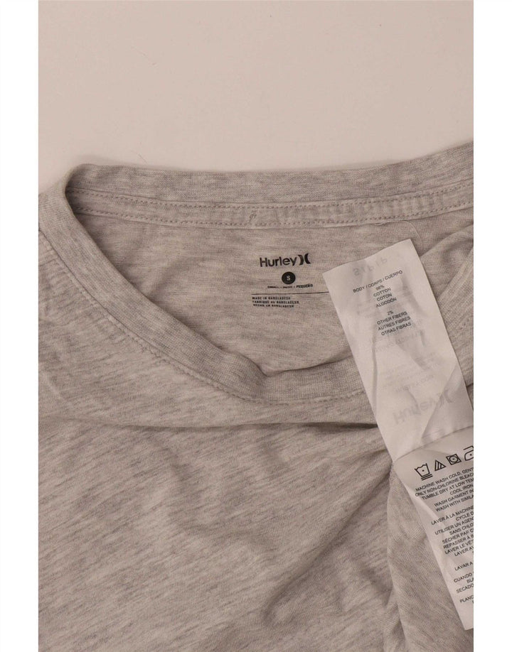 Hurley Mens Graphic Top manga comprida pequeno algodão cinza