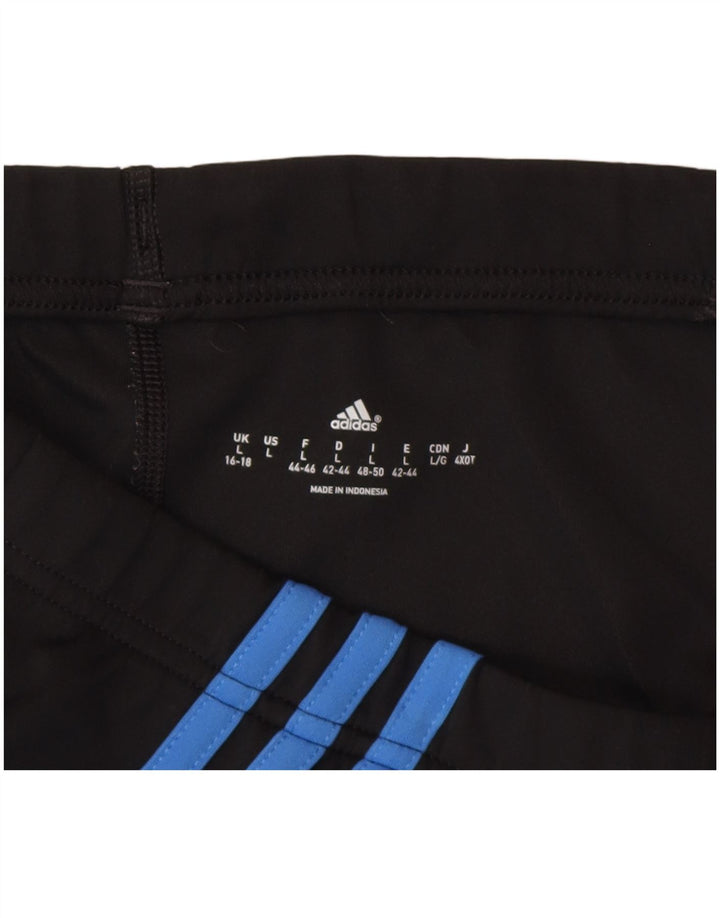 Adidas Mulheres Capri Leggings UK 16/18 Grande Poliéster Preto