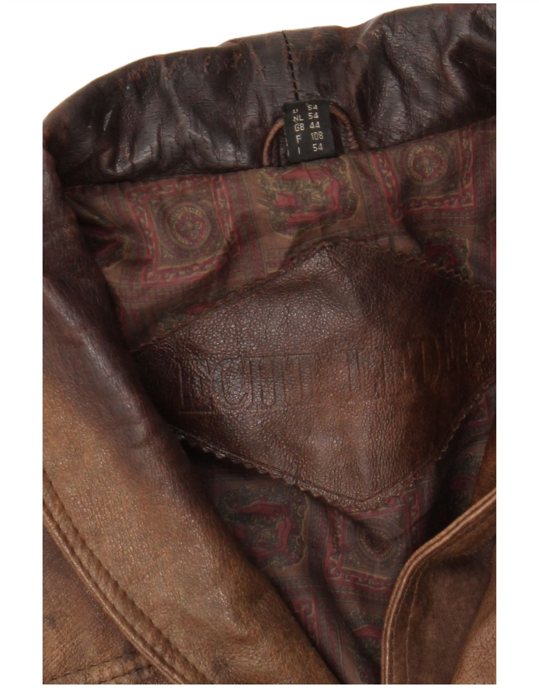 Jaqueta de couro masculina vintage UK 44 2XL couro marrom
