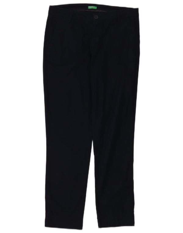 Calça Chino Slim Feminina Benetton Reino Unido 10 Pequeno W30 L27 Algodão Azul Marinho