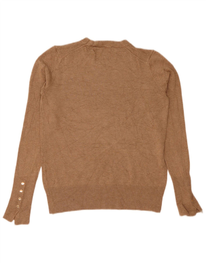Zara Suéter feminino com gola redonda, Reino Unido 12 Médio Bege