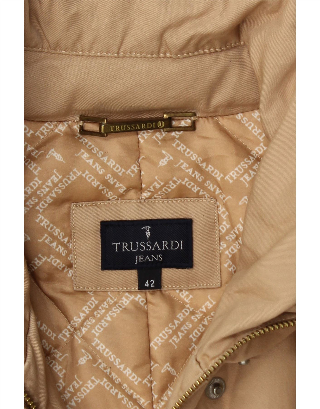 TRUSSARDI JEANS Casaco acolchoado feminino IT 42 algodão bege médio