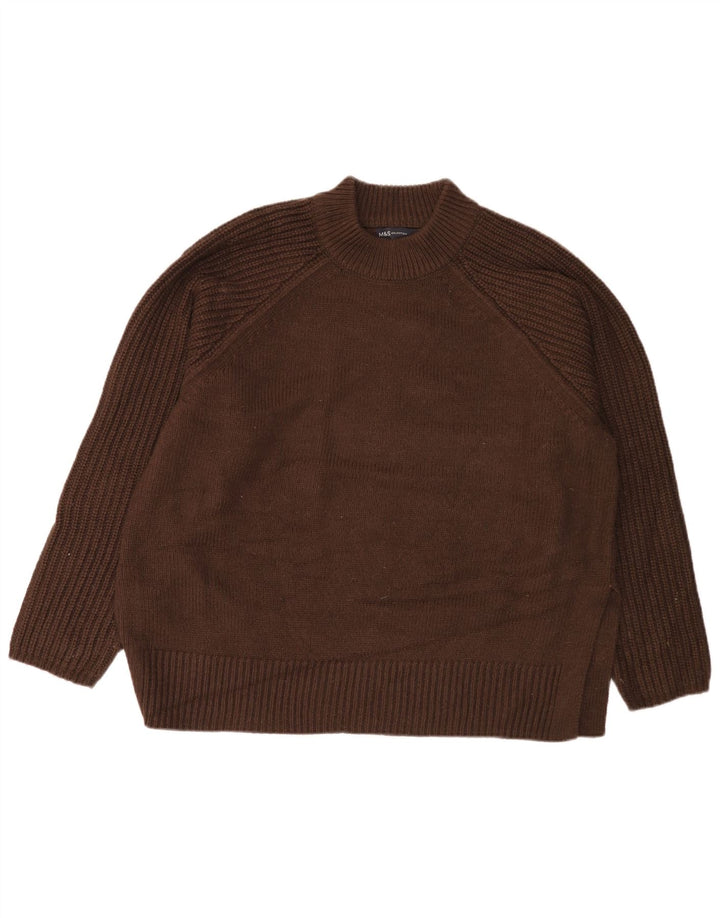 Suéter feminino Marks & Spencer com gola tartaruga Reino Unido 16 grande acrílico marrom