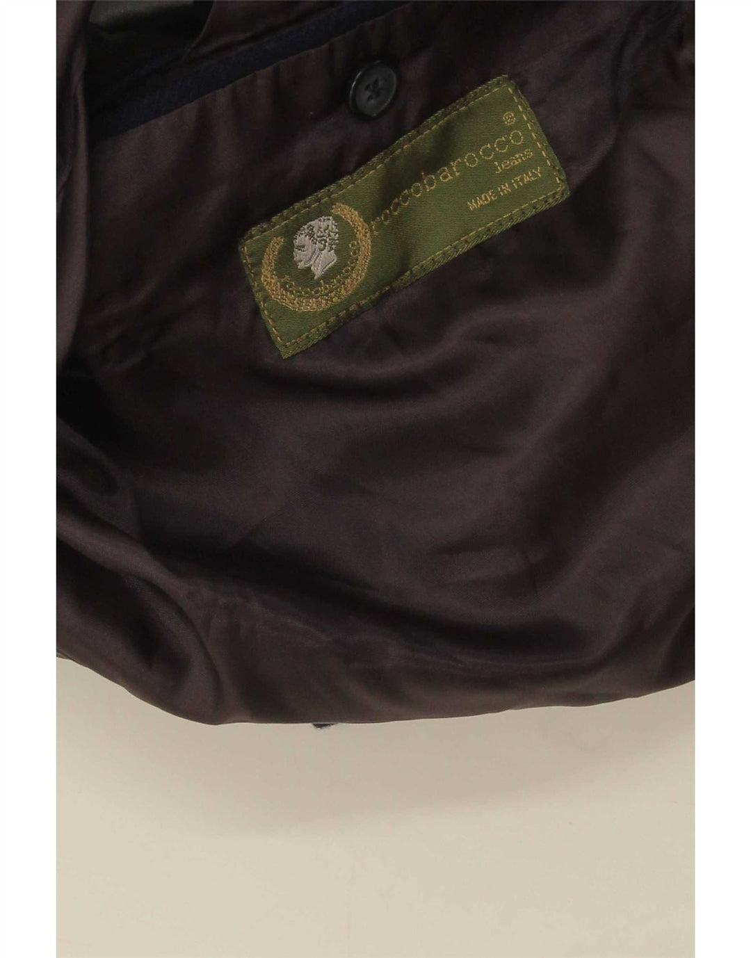 Jaqueta blazer masculina Roccobarocco com 3 botões Reino Unido 40 grande azul marinho