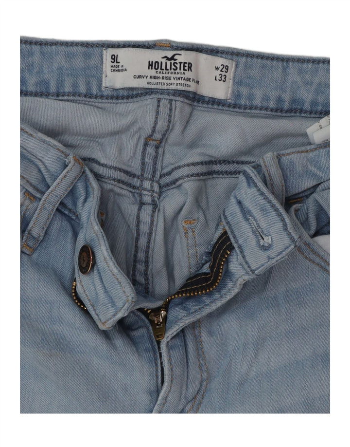 Calça jeans feminina Hollister com cintura alta curvada US 9 médio W29 L33 azul