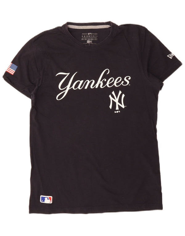 Camiseta gráfica masculina Yankees de mercadoria genuína top pequeno algodão azul marinho