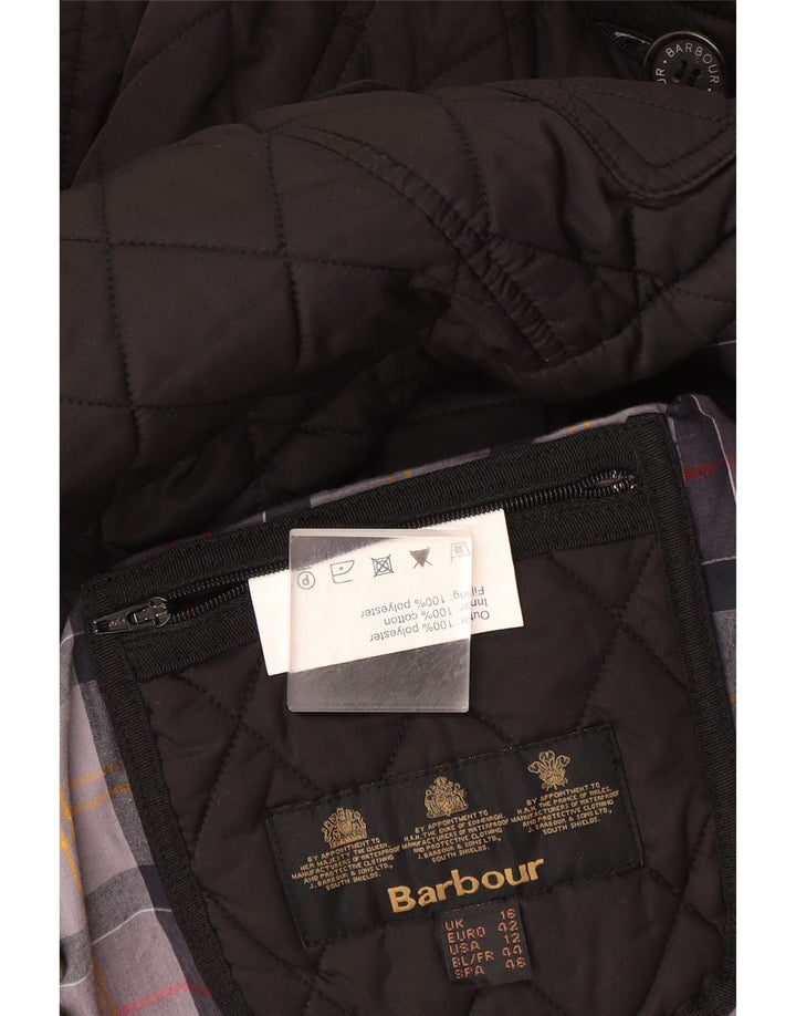 Jaqueta acolchoada feminina Barbour com peito duplo UK 16 poliéster cinza grande