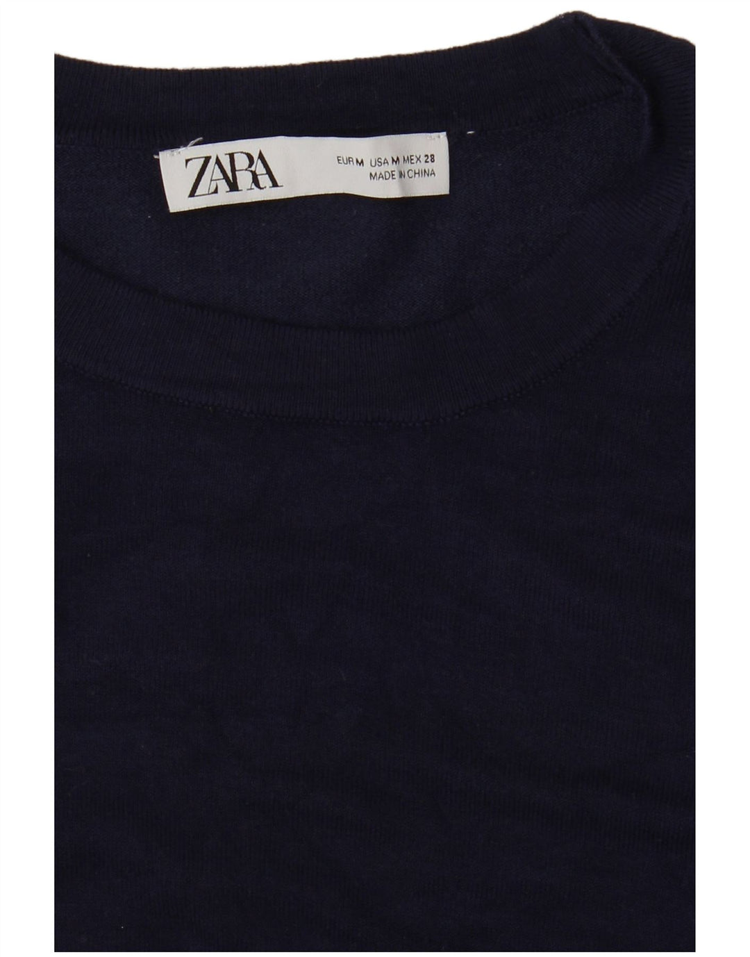 Zara Suéter feminino com gola canoa e gola alta Reino Unido 12 médio azul marinho