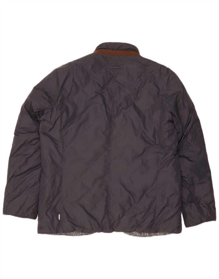 Jaqueta acolchoada reversível masculina Henry Cottons UK 42 XL azul marinho