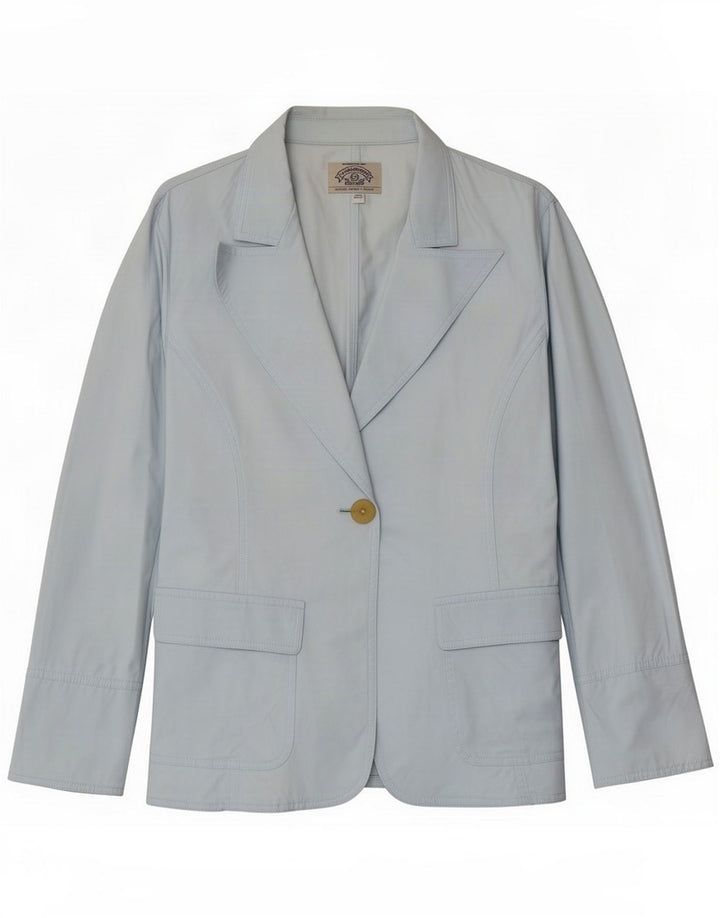 Jaqueta Blazer feminina Armani de 1 botão Reino Unido 16 grande algodão azul