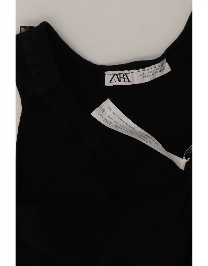 Zara Womens Vest Top UK 16 Grande Modal Preto