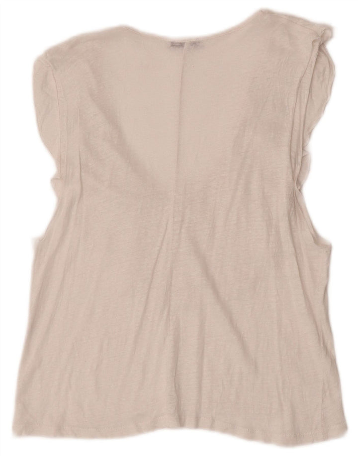 Blusa feminina sem mangas Zara Top UK 12 médio branco manchado
