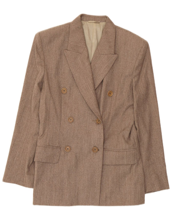 Jaqueta blazer feminina vintage com peito duplo IT 42 lã bege média
