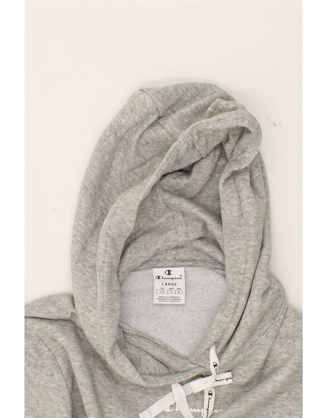 CHAMPION Womens Crop Hoodie Jumper UK 16 Large Grey Cotton Vintage Champion and Second-Hand Champion from Messina Hembry 