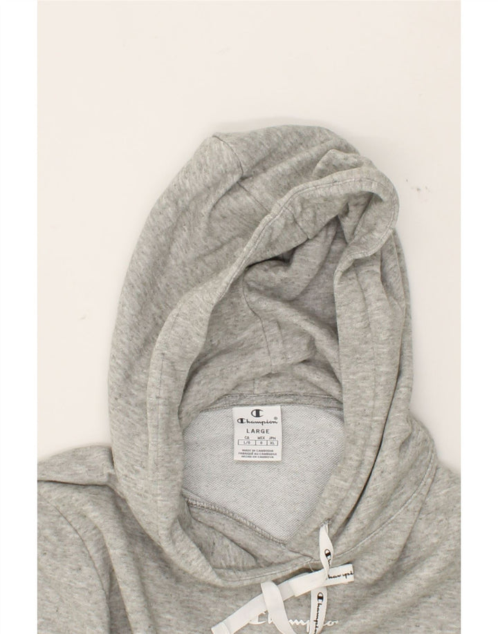 CHAMPION Womens Crop Hoodie Jumper UK 16 Large Grey Cotton Vintage Champion and Second-Hand Champion from Messina Hembry 
