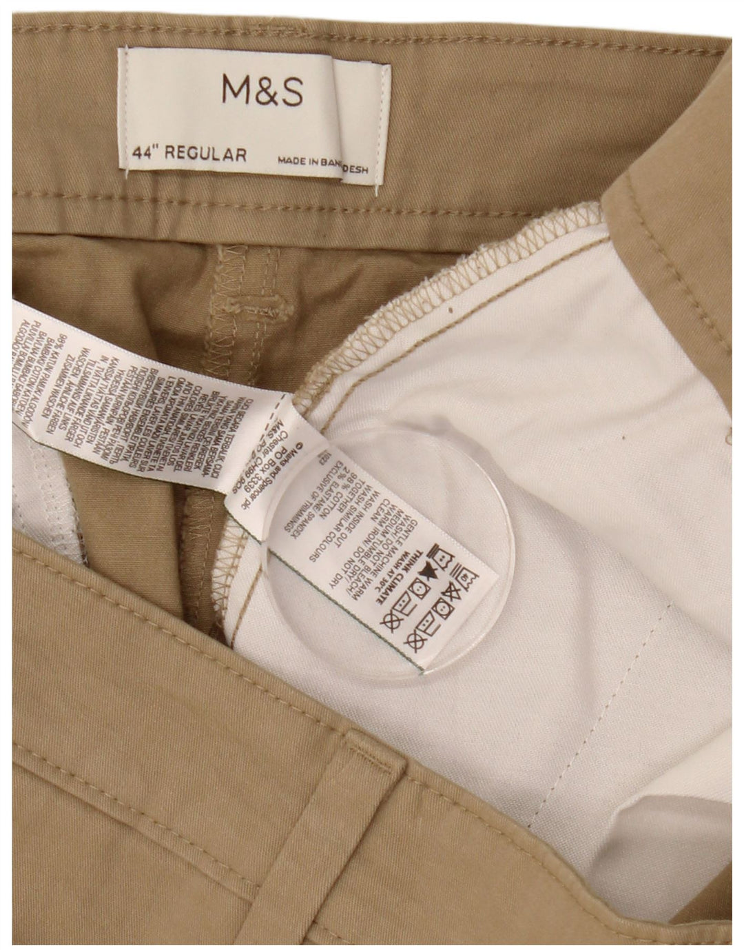 Shorts chino masculino Marks & Spencer W44 2XL algodão bege