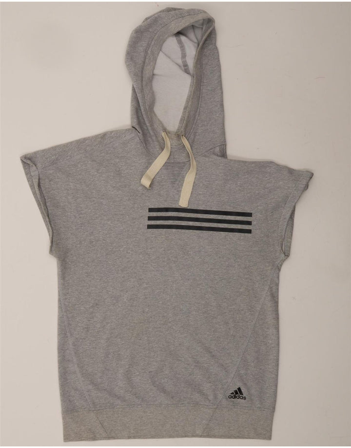 ADIDAS Mens Climalite Short Sleeve Hoodie Jumper Medium Grey Cotton Vintage Adidas and Second-Hand Adidas from Messina Hembry 