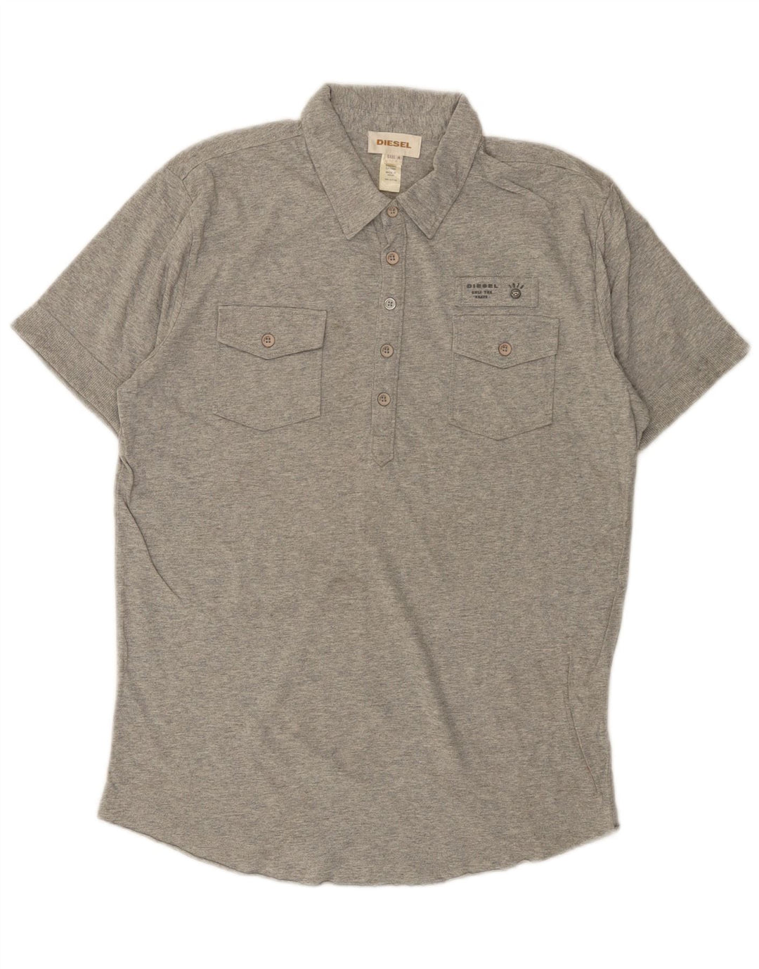 Camisa polo masculina DIESEL algodão cinza médio