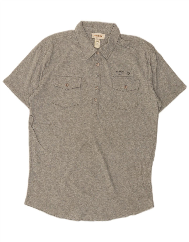 Camisa polo masculina DIESEL algodão cinza médio