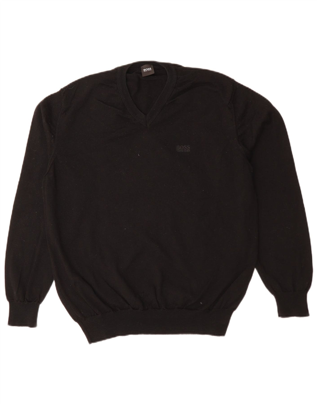 Suéter masculino HUGO BOSS com decote em V médio preto