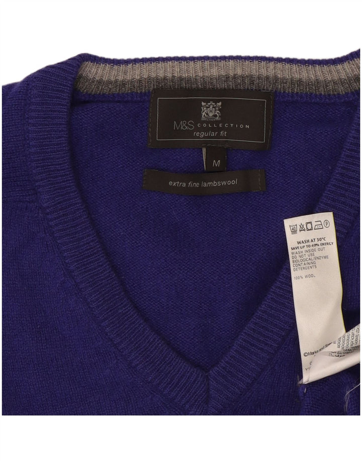 Suéter masculino Marks & Spencer de ajuste regular de lã roxa média