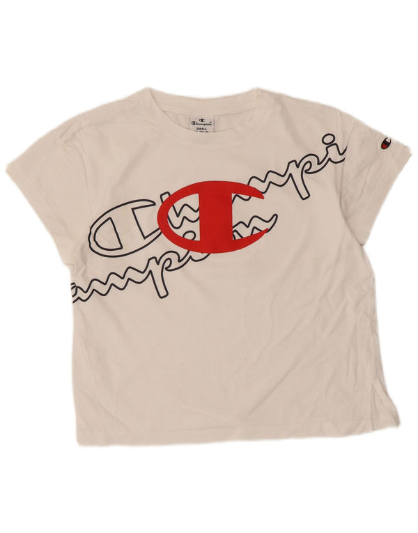 Camiseta feminina estampada Champion UK 10 pequena branca