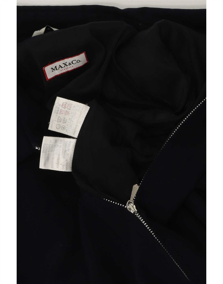 Jaqueta blazer feminina com zíper completo e manga 3/4 da Max & Co. Reino Unido 14 grande azul marinho