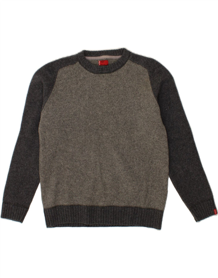 Suéter masculino LEVI'S com gola redonda e grande bloco de lã de cordeiro cinza