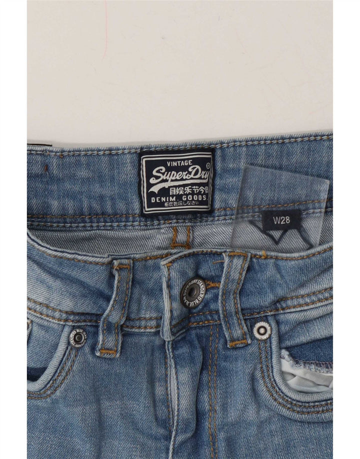 Shorts jeans feminino Superdry desgastado W28 azul médio