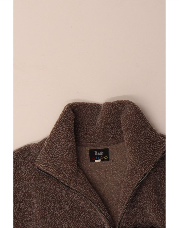 Suéter de lã masculino BASIC com zíper e pescoço grande poliéster marrom Paisley