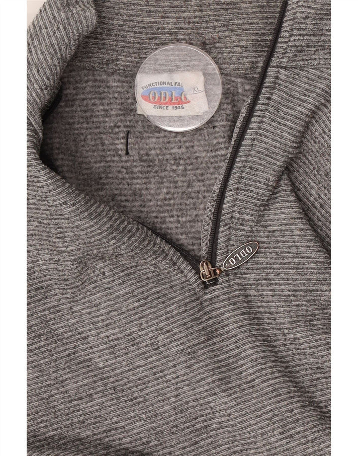 Suéter masculino Odlo com zíper e gola XL listrado cinza