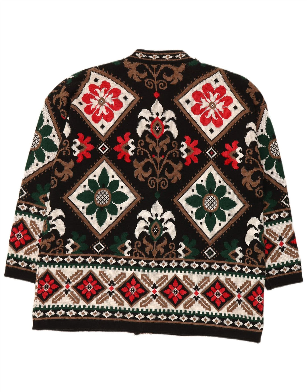 Suéter cardigã feminino grande BELLISIMO Reino Unido 16 grande preto Fair Isle
