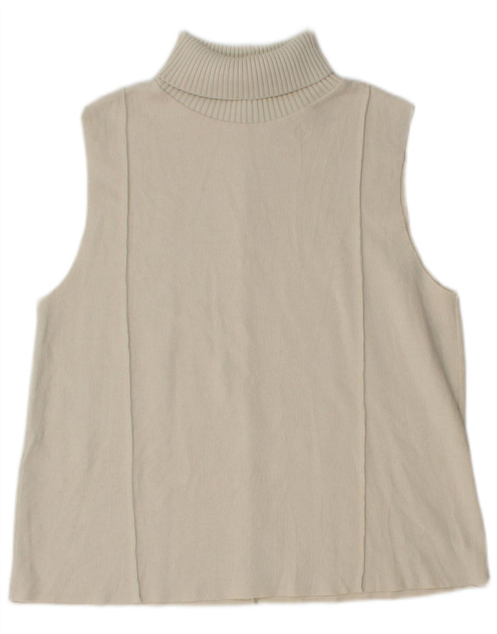 Regata feminina Zara com gola redonda e colete UK 14 grande off white