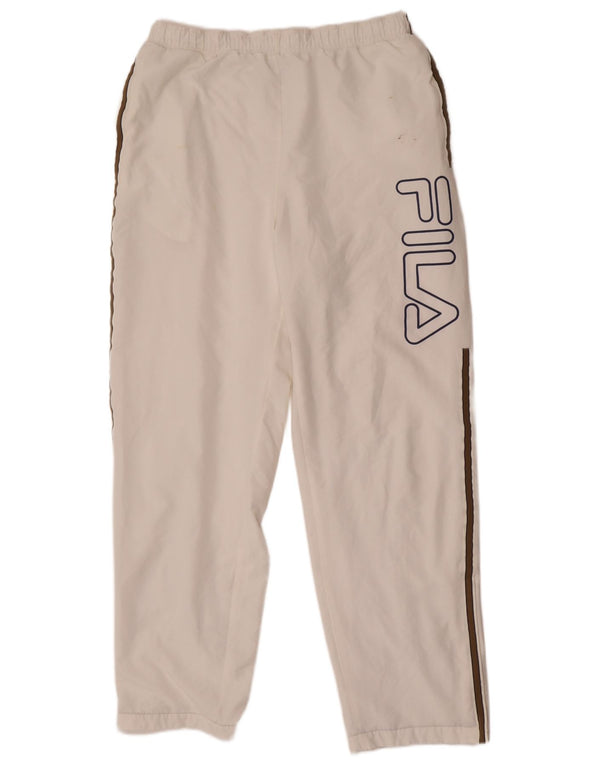 Calça masculina Fila Graphic Tracksuit grande poliéster listrado branco
