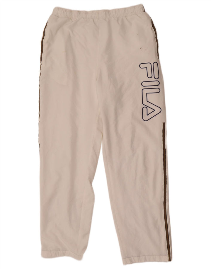 Calça masculina Fila Graphic Tracksuit grande poliéster listrado branco