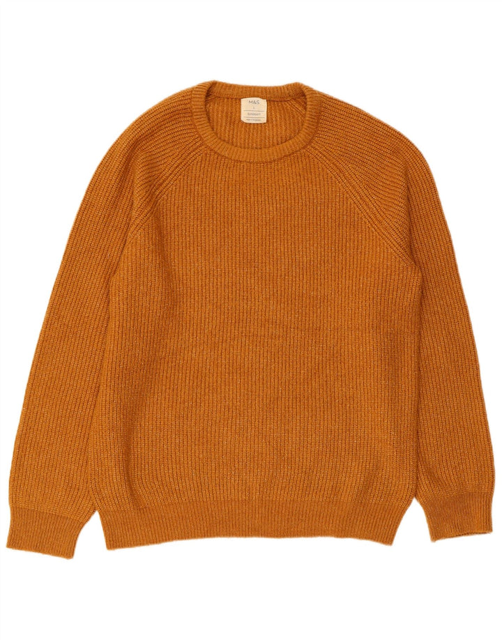 Suéter masculino Marks & Spencer com gola redonda, grande poliamida marrom