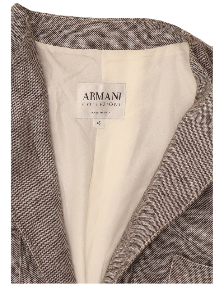 Jaqueta Blazer Feminina Armani Collezioni com 2 Botões IT 46 Linho Cinza Grande