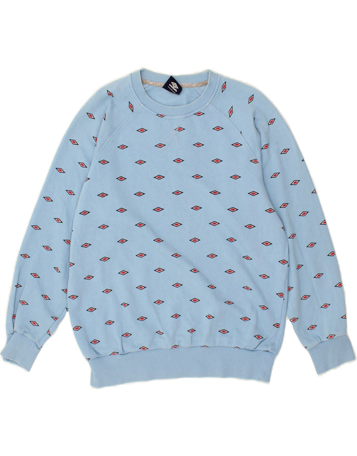 UMBRO Womens Graphic Sweatshirt Jumper UK 14 Medium Blue Cotton Vintage Umbro and Second-Hand Umbro from Messina Hembry 