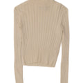 Top feminino Zara com gola redonda e manga comprida Reino Unido 10 viscose branca pequena
