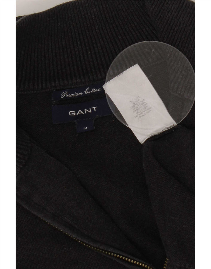 Suéter masculino Gant com zíper e gola em algodão cinza médio