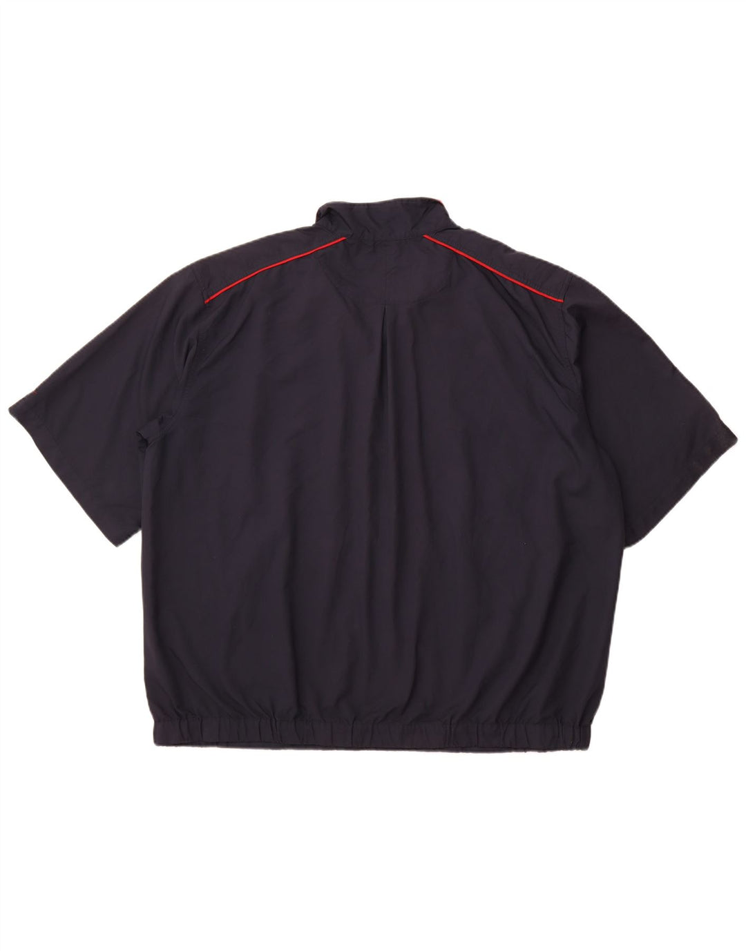 NIKE Masculino Manga Curta Zip Neck Pulôver Treino Top 2XL Azul Marinho