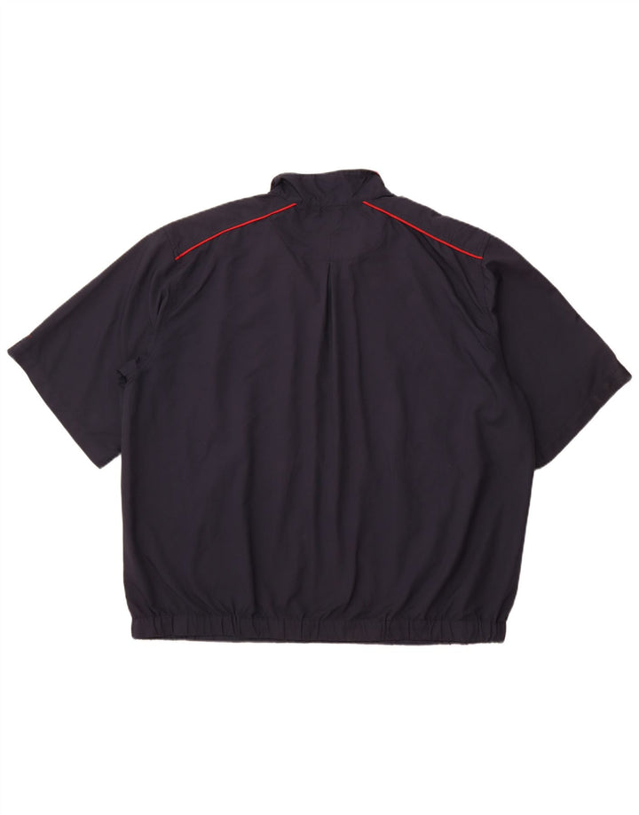NIKE Masculino Manga Curta Zip Neck Pulôver Treino Top 2XL Azul Marinho