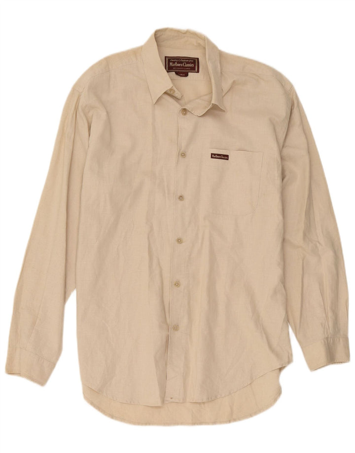 Camisa masculina Marlboro Classics grande linho bege