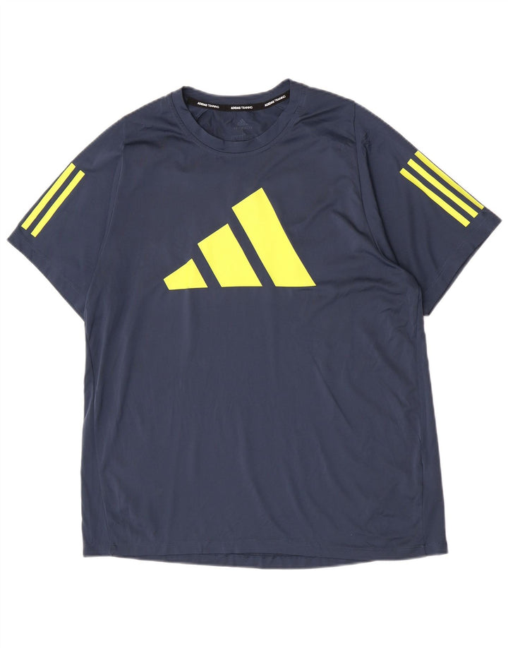 Camiseta Adidas Masculina Regular Graphic Top Grande Bloco Colorido Azul Marinho